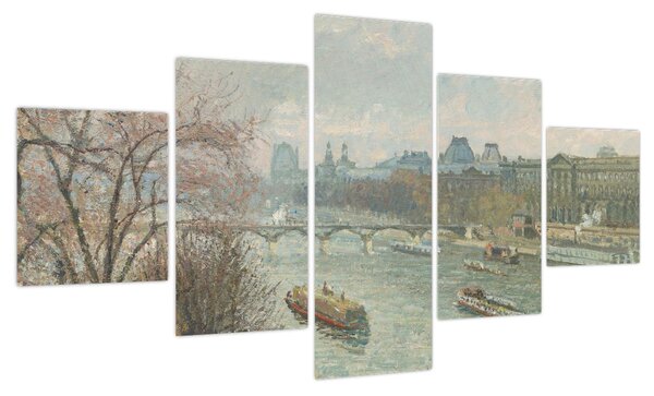 Obraz - Camille Pissarro, The Louvre, Afternoon, Rainy Weather, reprodukcje (125x70 cm)