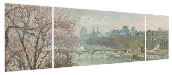 Obraz - Camille Pissarro, The Louvre, Afternoon, Rainy Weather, reprodukcje (170x50 cm)