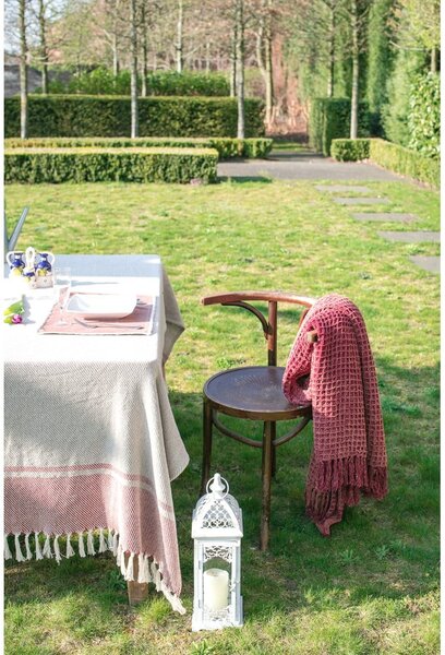 Jasnobordowy bawełniany koc Tiseco Home Studio Waffle, 130x170 cm