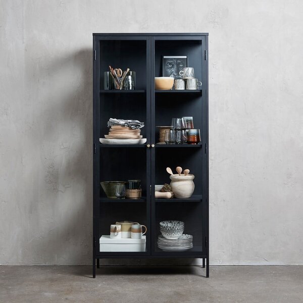 Czarna metalowa witryna 90x190 cm Carmel – Unique Furniture