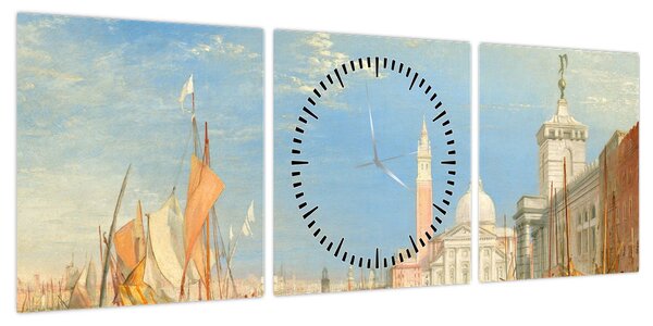 Obraz - Joseph Mallord William Turner, Venice the Dogana and San Giorgio Maggiore, reprodukcje (z zegarem) (90x30 cm)