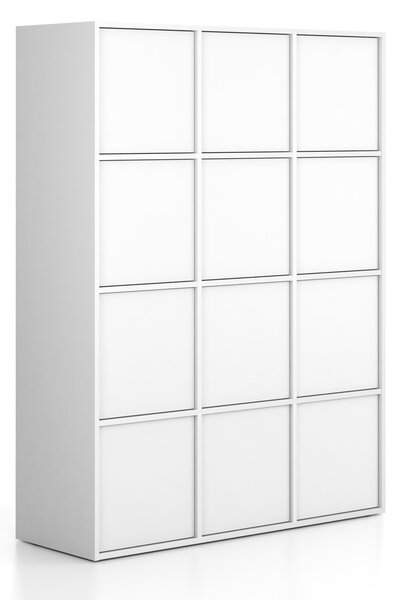 Szafa biurowa FRAME, 12x drzwi, 1299 x 450 x 1735 mm, PUSH-lock, biały