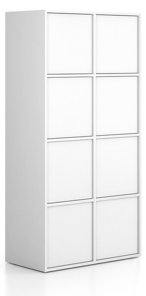 Szafka biurowa FRAME, 8x drzwi, 872 x 450 x 1735 mm, PUSH-lock, biały