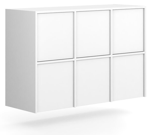 Nadstawka do szaf FRAME, 6x drzwi, 1299 x 450 x 854 mm, PUSH-lock, biała