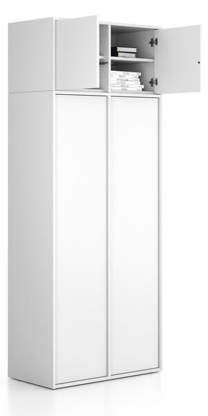 Nadstawka do szaf FRAME, 2x drzwi, 872 x 450 x 427 mm, PUSH-lock, biała