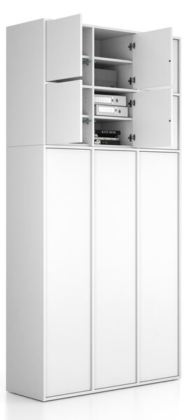 Nadstawka do szaf FRAME, 6x drzwi, 1299 x 450 x 854 mm, PUSH-lock, biała