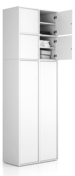 Nadstawka do szaf FRAME, 4x drzwi, 872 x 450 x 854 mm, PUSH-lock, biała