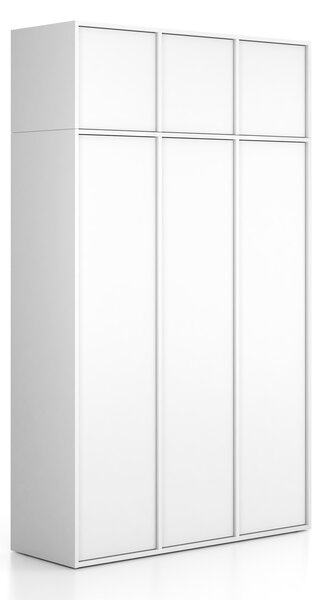 Nadstawka do szaf FRAME, 3x drzwi, 1299 x 450 x 427 mm, PUSH-lock, biała