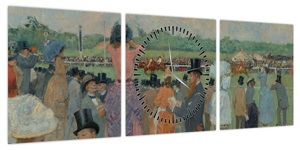 Obraz - Jean-Louis Forain, The Races at Longchamp, reprodukcje (z zegarem) (90x30 cm)