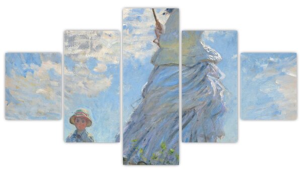 Obraz - Claude Monet, Woman with a Parasol - Madame Monet and Her Son, reprodukcje (125x70 cm)