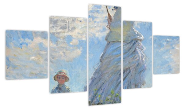 Obraz - Claude Monet, Woman with a Parasol - Madame Monet and Her Son, reprodukcje (125x70 cm)