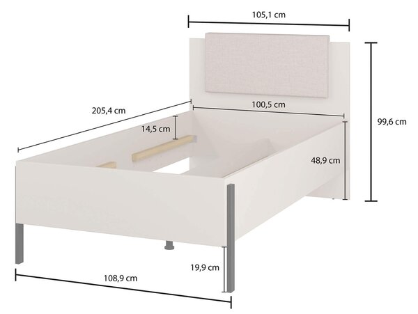 MebleMWM Łóżko 100 JUKON S | Cashmere