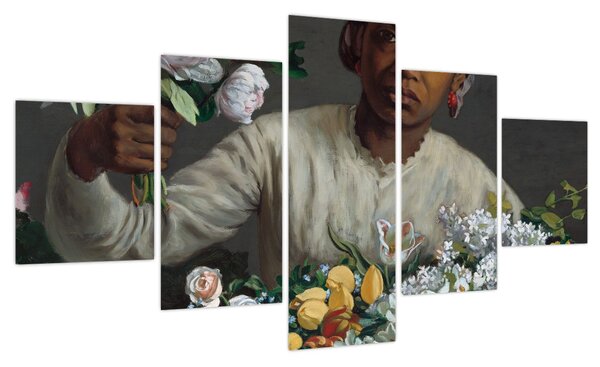 Obraz - Frédéric Bazille, Young Woman with Peonies, reprodukcje (125x70 cm)