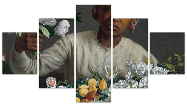 Obraz - Frédéric Bazille, Young Woman with Peonies, reprodukcje (125x70 cm)