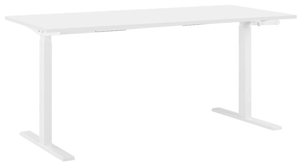 Biurko z manualną regulacją wysokości 160x72 cm białe Destin II Beliani