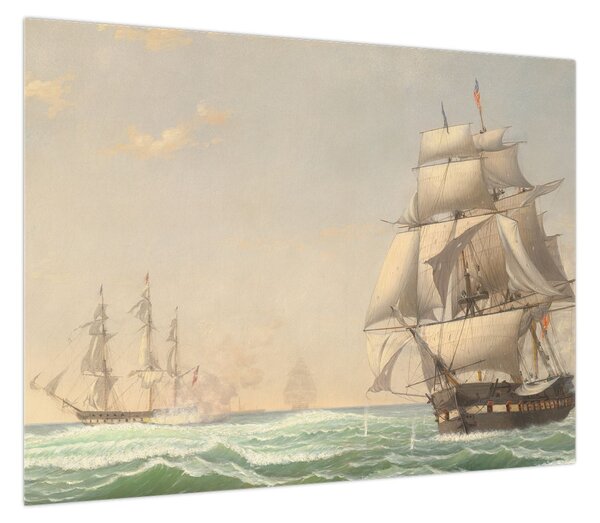 Obraz - Fitz Henry Lane, The United States Frigate President Engaging the British Squadron, reprodukcje (70x50 cm)