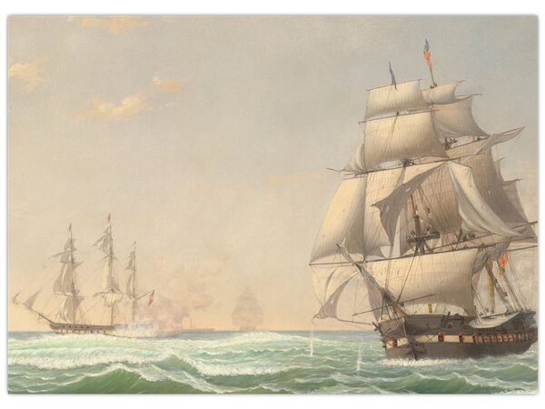 Obraz - Fitz Henry Lane, The United States Frigate President Engaging the British Squadron, reprodukcje (70x50 cm)
