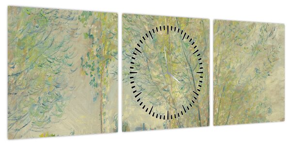 Obraz - Claude Monet, The Willows, reprodukcje (z zegarem) (90x30 cm)