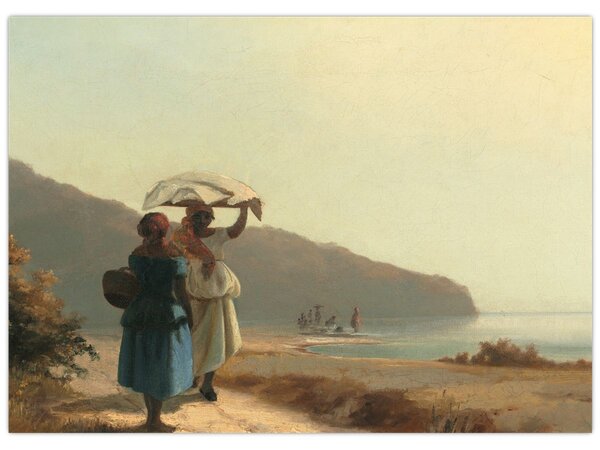 Obraz - Camille Pissarro, Two Women Chatting by the Sea, St. Thomas, reprodukcje (70x50 cm)