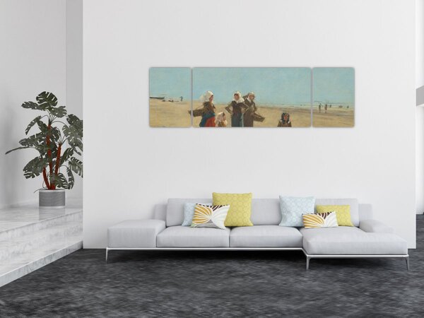 Obraz - Eugène Boudin, Women on the Beach at Berck, reprodukcje (170x50 cm)