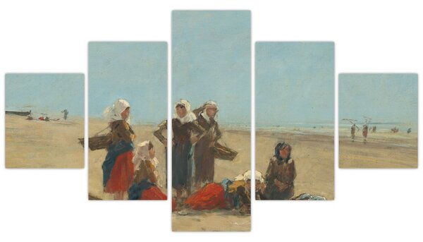 Obraz - Eugène Boudin, Women on the Beach at Berck, reprodukcje (125x70 cm)