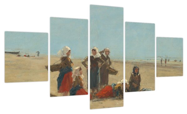 Obraz - Eugène Boudin, Women on the Beach at Berck, reprodukcje (125x70 cm)