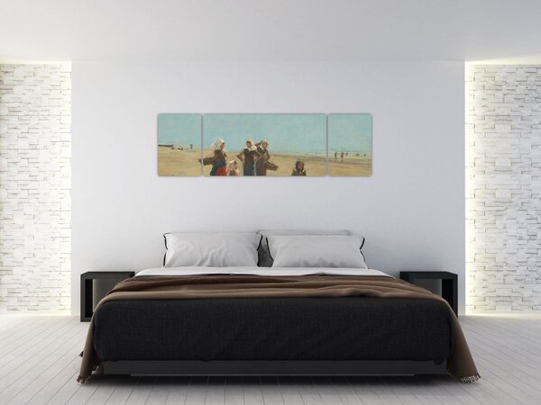 Obraz - Eugène Boudin, Women on the Beach at Berck, reprodukcje (170x50 cm)