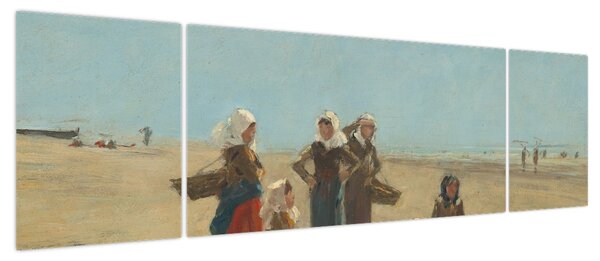 Obraz - Eugène Boudin, Women on the Beach at Berck, reprodukcje (170x50 cm)