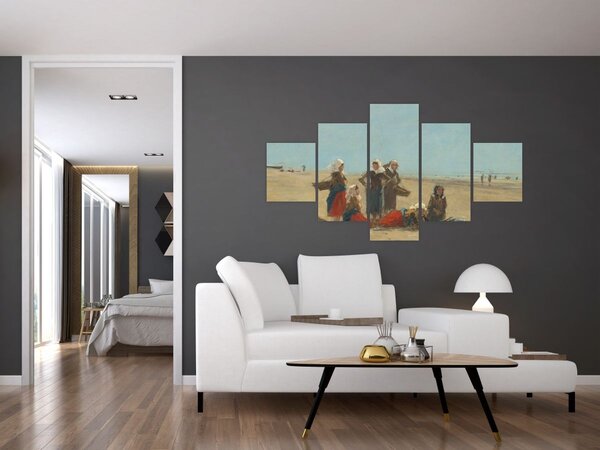 Obraz - Eugène Boudin, Women on the Beach at Berck, reprodukcje (125x70 cm)