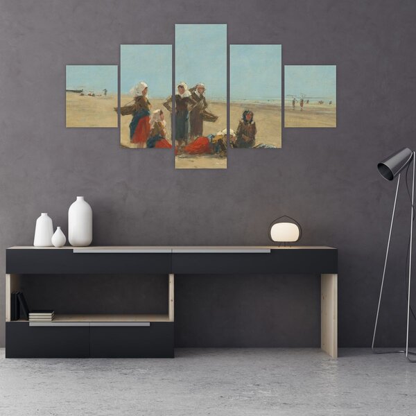 Obraz - Eugène Boudin, Women on the Beach at Berck, reprodukcje (125x70 cm)