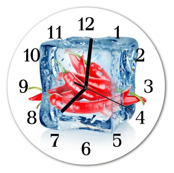 Zegar szklany okrągły Papryczka Chili z lodem