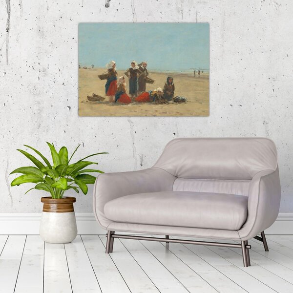 Obraz - Eugène Boudin, Women on the Beach at Berck, reprodukcje (70x50 cm)