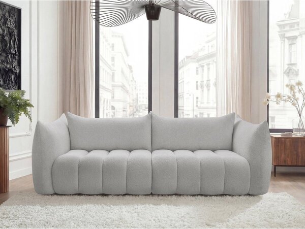 Jasnoszara sofa z materiału bouclé 286 cm Azra – Bobochic Paris