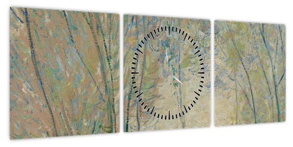 Obraz - Claude Monet, Woman Seated under the Willows, reprodukcje (z zegarem) (90x30 cm)