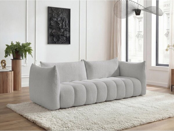 Jasnoszara sofa z materiału bouclé 286 cm Azra – Bobochic Paris