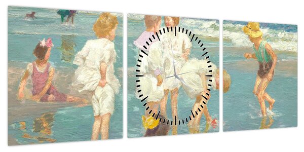 Obraz - Edward Henry Potthast, A Holiday, reprodukcje (z zegarem) (90x30 cm)