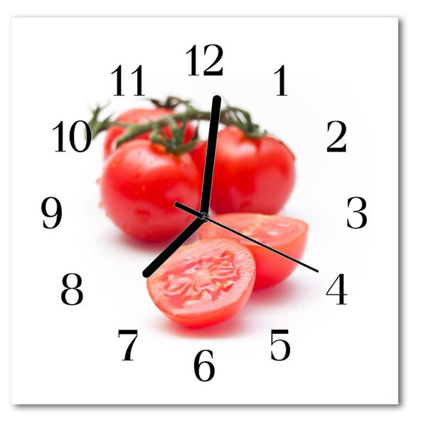 Zegar szklany kwadratowy Pomidory