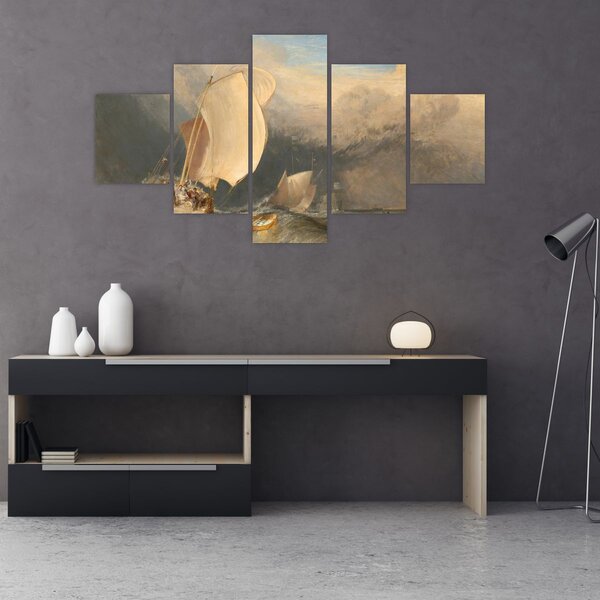 Obraz - William Turner, Fishing Boats with Hucksters Bargaining for Fish, reprodukcje (125x70 cm)