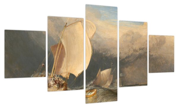 Obraz - William Turner, Fishing Boats with Hucksters Bargaining for Fish, reprodukcje (125x70 cm)