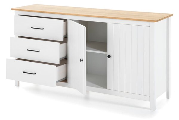 Biała niska komoda z litego drewna sosnowego 150x80 cm Miranda – Marckeric