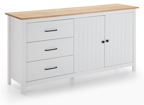 Biała niska komoda z litego drewna sosnowego 150x80 cm Miranda – Marckeric