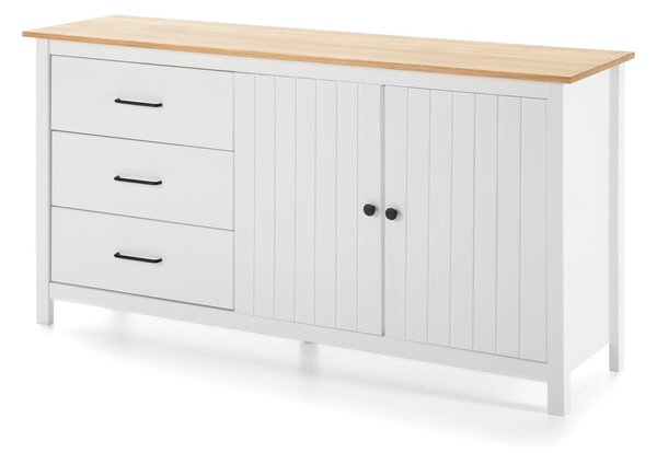 Biała niska komoda z litego drewna sosnowego 150x80 cm Miranda – Marckeric