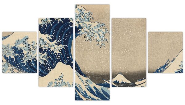 Obraz - Katsushika Hokusai, Under the Wave off Kanagawa, reprodukcje (125x70 cm)