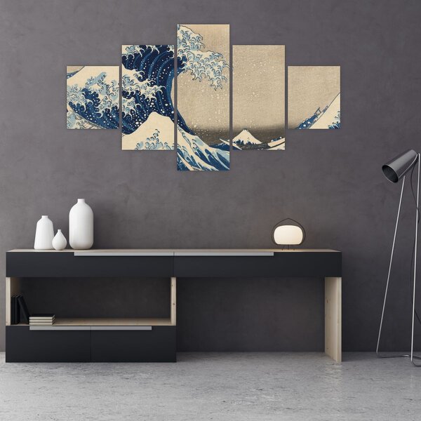 Obraz - Katsushika Hokusai, Under the Wave off Kanagawa, reprodukcje (125x70 cm)