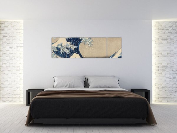Obraz - Katsushika Hokusai, Under the Wave off Kanagawa, reprodukcje (170x50 cm)