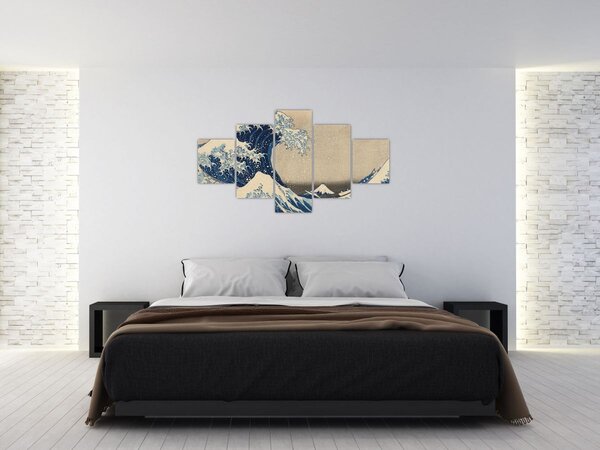 Obraz - Katsushika Hokusai, Under the Wave off Kanagawa, reprodukcje (125x70 cm)