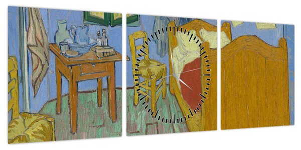 Obraz - Vincent van Gogh, The Bedroom, reprodukcje (z zegarem) (90x30 cm)