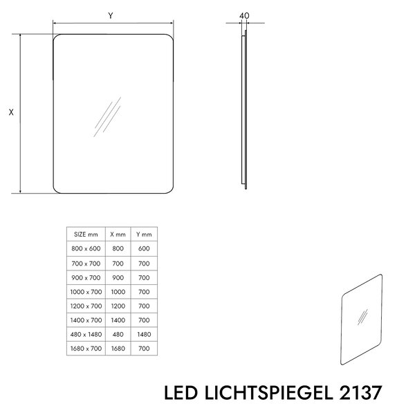 Lustro z oświetleniem LED 2137
