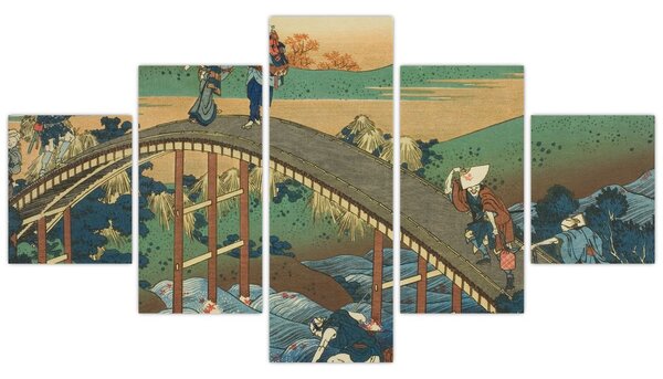 Obraz - Katsushika Hokusai, Ariwara no Narihirafrom the series One Hundred, Poems Explained by the Nurse (Hyakunin isshu uba ga etoki), reprodukcje (125x70 cm)