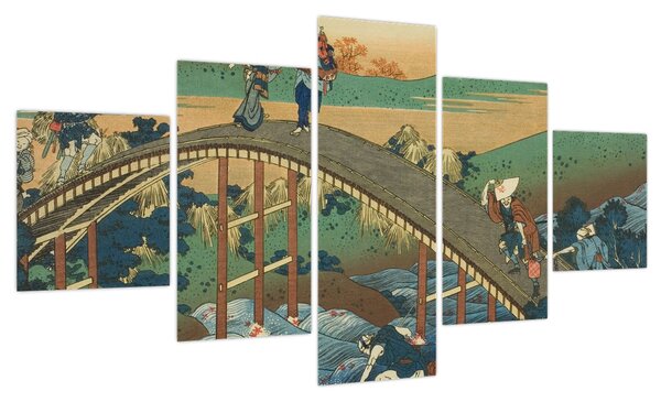 Obraz - Katsushika Hokusai, Ariwara no Narihirafrom the series One Hundred, Poems Explained by the Nurse (Hyakunin isshu uba ga etoki), reprodukcje (125x70 cm)